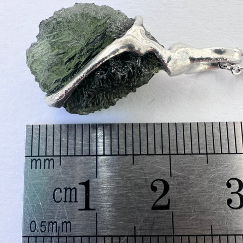 Soft Soldered Moldavite Necklace 1.9g Maly Chlum