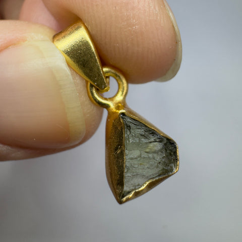 Gold Plated Moldavite Pendant | 1.18g | Chlum