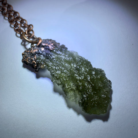 Copper Electroformed Moldavite Pendant | 1.63g | Chlum