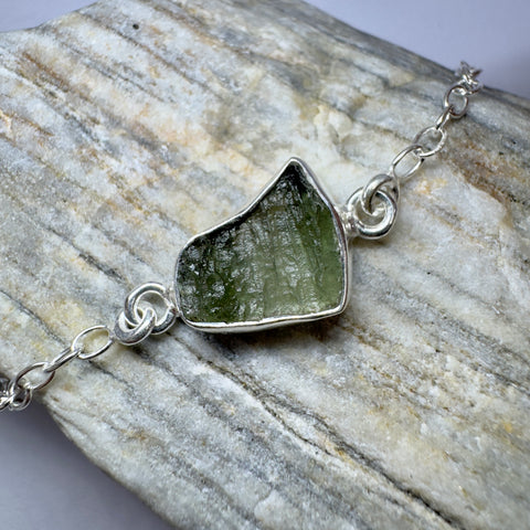 Sterling Silver Moldavite Bracelet | 3.25g | Chlum