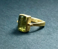 Gold-Plated Moldavite Ring size 8 (Pre-Sale offer - 20%)