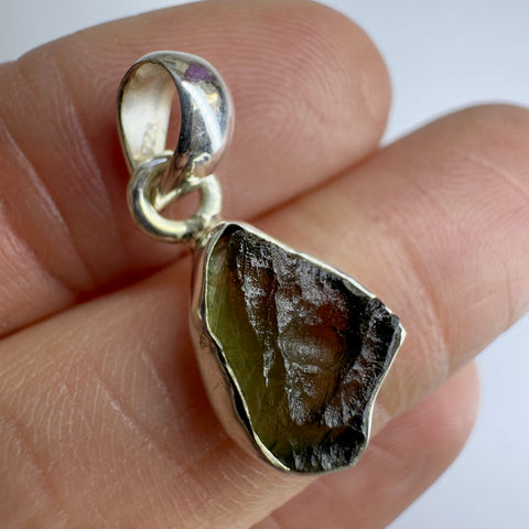 Sterling Silver Moldavite Pendant | 1.77g | Chlum
