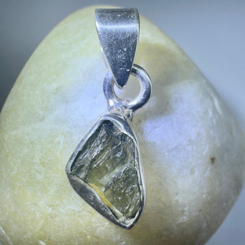 Sterling Silver Moldavite Pendant | 1.32g | Chlum