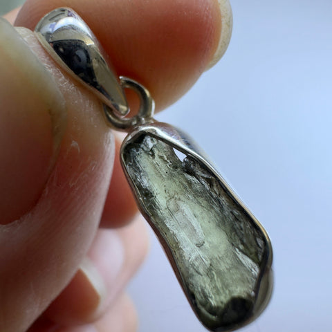 Sterling Silver Moldavite Pendant | 1.68g | Chlum
