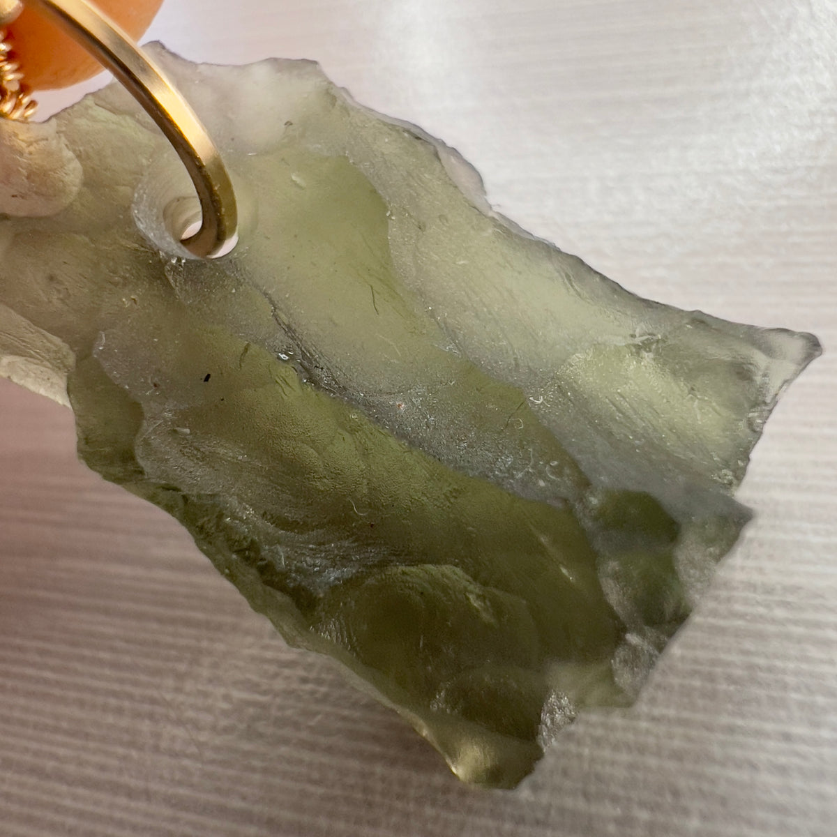 Moldavite Pendant – Gold Wrap