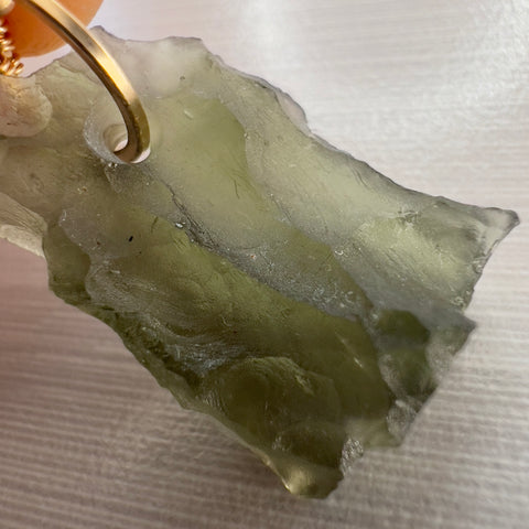 Moldavite Pendant – Gold Wrap
