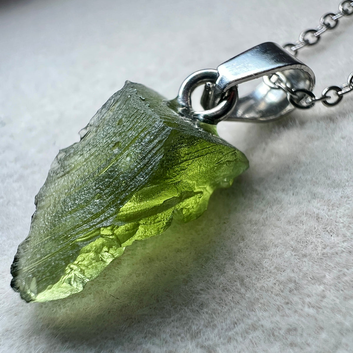 Semi-Faceted Moldavite Pendant | 1.02g | Chlum