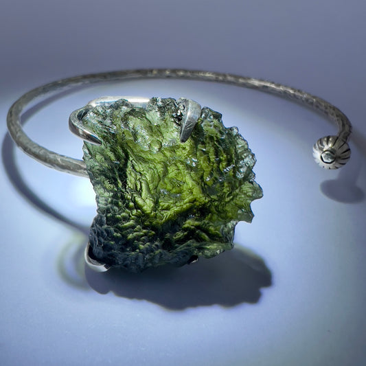 Sterling Silver Moldavite Bracelet | 4.45g | Chlum
