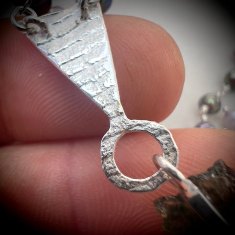 Sterling Silver & Mixed Pearl Beaded Moldavite Necklace