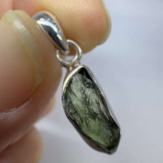 Sterling Silver Moldavite Pendant | 1.34g | Chlum
