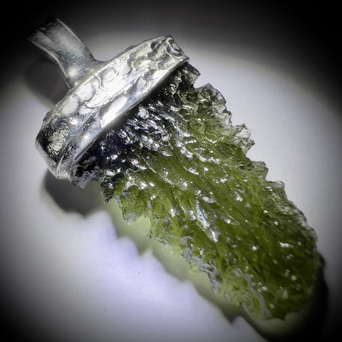 Soft Soldered Moldavite Pendant | 3.1g | Maly Chlum