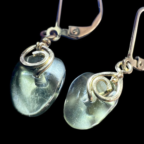 Hand-Polished Moldavite Bead Earrings - 2.7ct