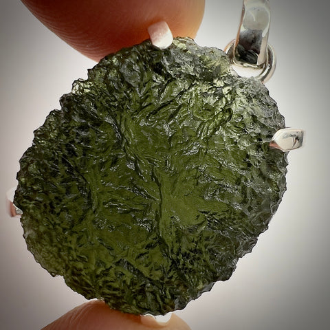 Sterling Silver Moldavite Pendant | 8.06g | Maly Chlum