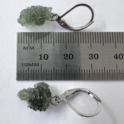 Soft Soldered Moldavite Earrings | 0.5g & 0.55g | Marouskovo Pole