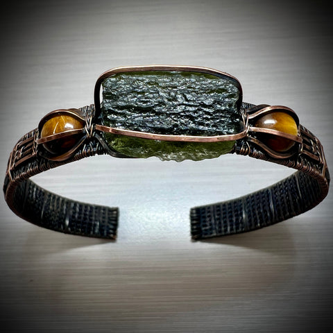 Copper Wire Wrapped Bracelet with Tigers Eye | 3.58g | Marouskovo Pole