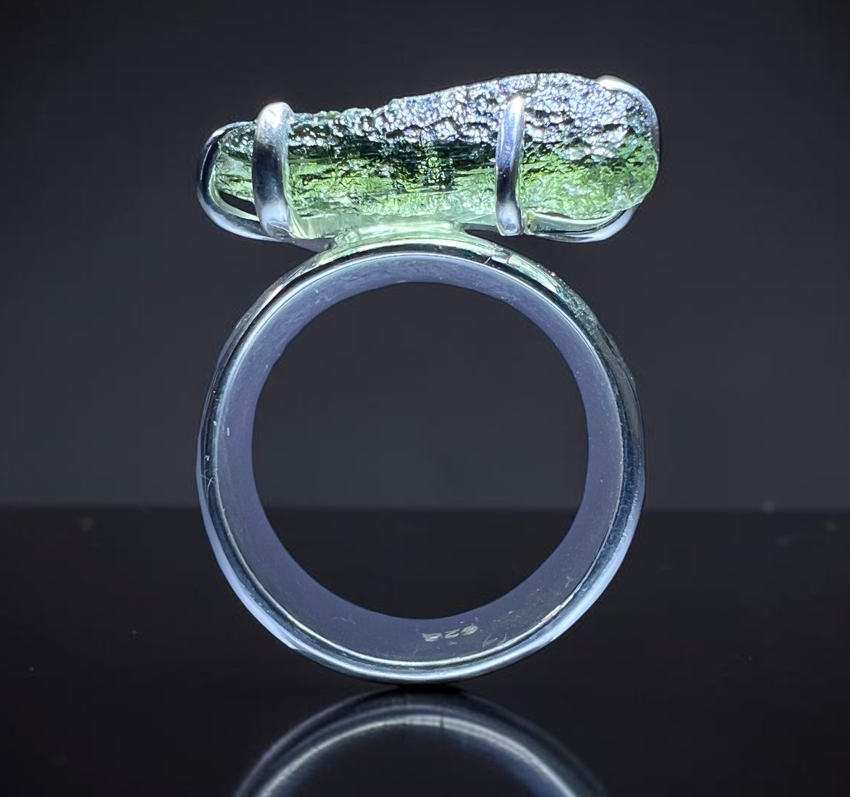 Sterling Silver Moldavite Claw Ring | Size 7 (O) | Chlum