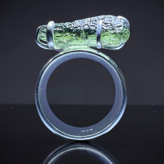 Sterling Silver Moldavite Claw Ring | Size 7 (O) | Chlum
