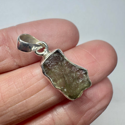 Sterling Silver Moldavite Pendant | 2.08g | Chlum
