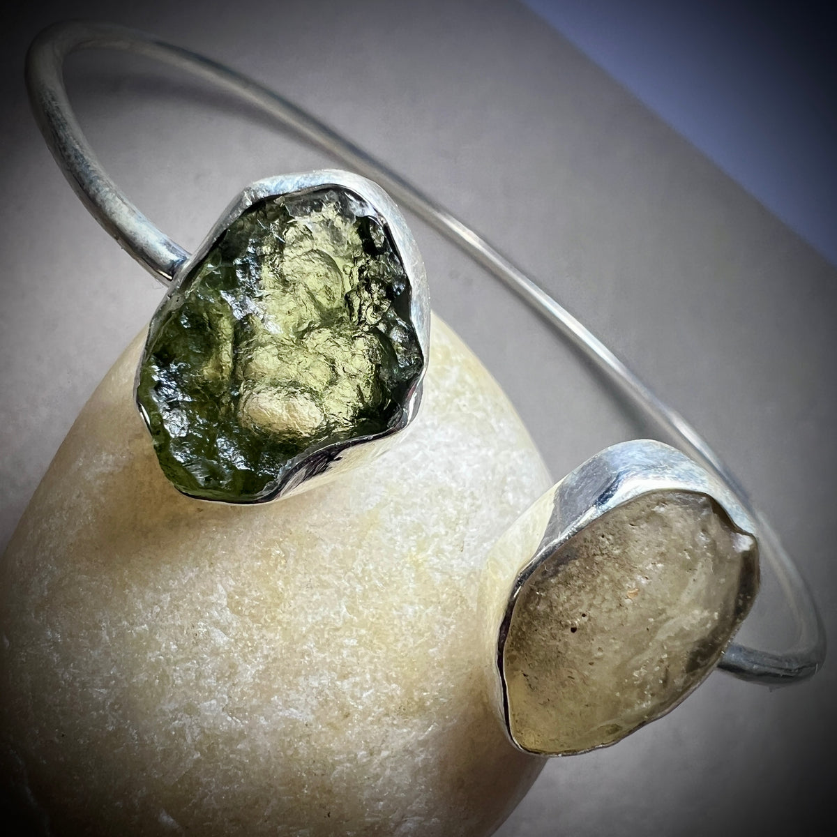 Sterling Silver Moldavite & LDG Bracelet | 1.1g | Chlum