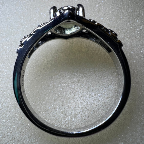 Faceted Moldavite Silver Ring Size 8 | 1 ct | Chlum