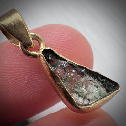 Gold Plated Moldavite Pendant | 1.43g | Chlum