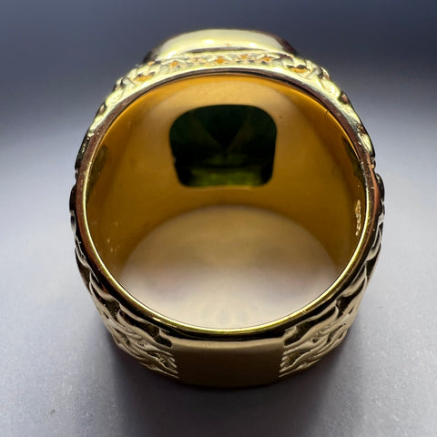Gold Plated Sterling Silver Moldavite Ring | 2.9g | Size 9