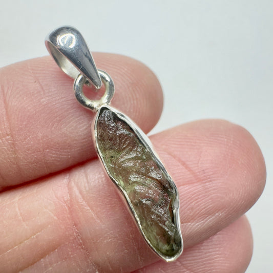 Sterling Silver Moldavite Pendant | 1.52g | Chlum