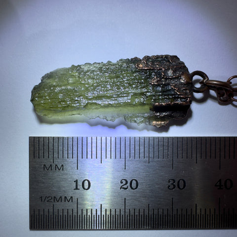 Copper Electroformed Moldavite Pendant | 2.23g | Chlum