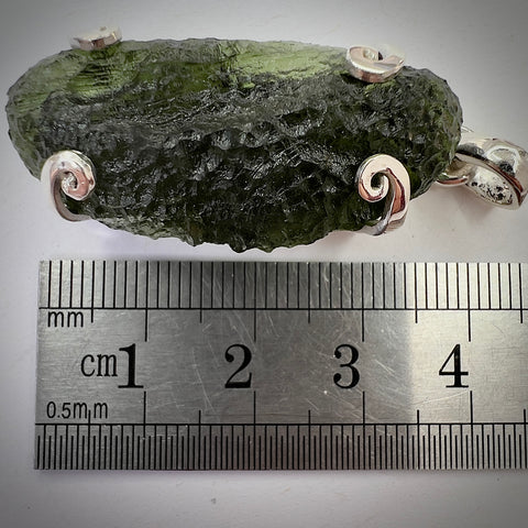 Sterling Silver Moldavite Pendant | 4.21g | Marouskovo Pole