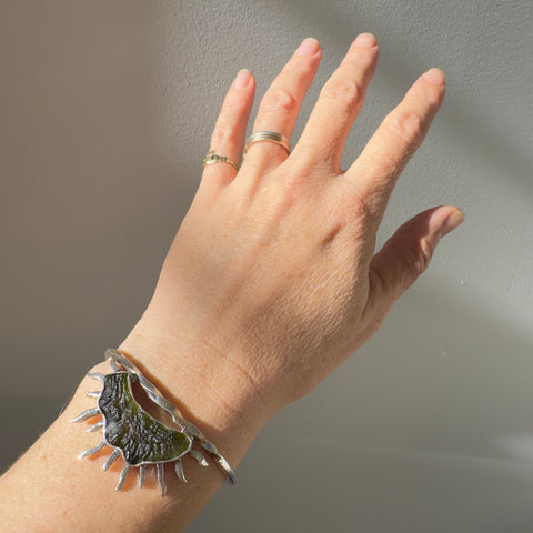3.3g Chlum Moldavite Sun Bracelet in Sterling Silver