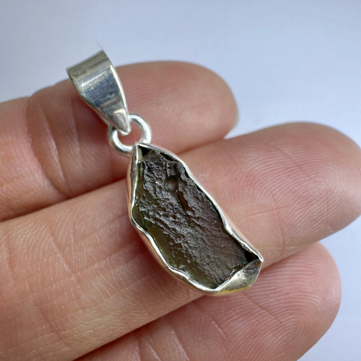 Sterling Silver Moldavite Pendant | 2.14g | Chlum