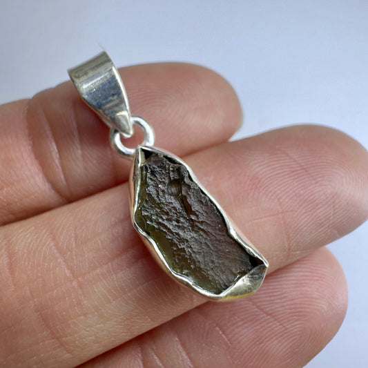 Sterling Silver Moldavite Pendant | 2.14g | Chlum