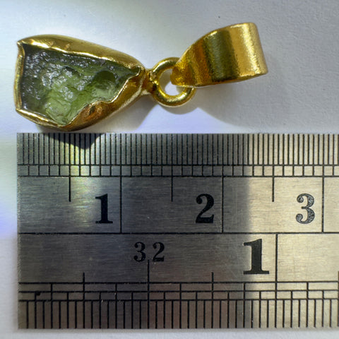 Gold Plated Moldavite Pendant | 1.58g | Chlum