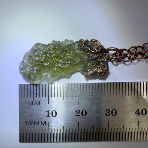 Copper Electroformed Moldavite Pendant | 1.63g | Chlum