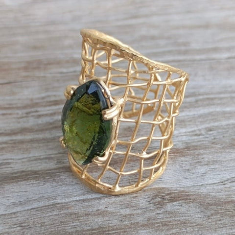 Gold Plated Sterling Silver Ring | Size 7.5 (P) | Chlum