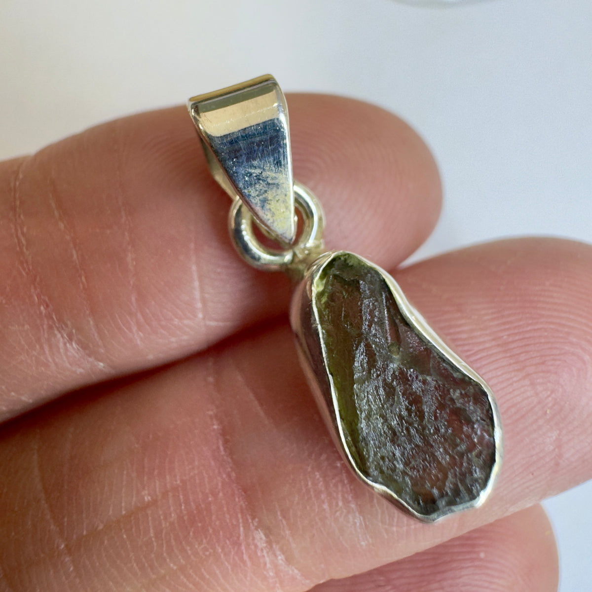 Sterling Silver Moldavite Pendant | 1.52g | Chlum