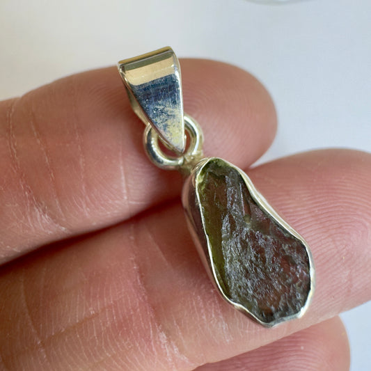Sterling Silver Moldavite Pendant | 1.52g | Chlum