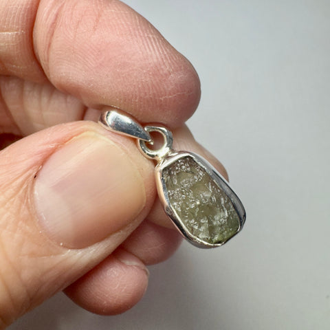 Sterling Silver Moldavite Pendant | 1.32g | Chlum