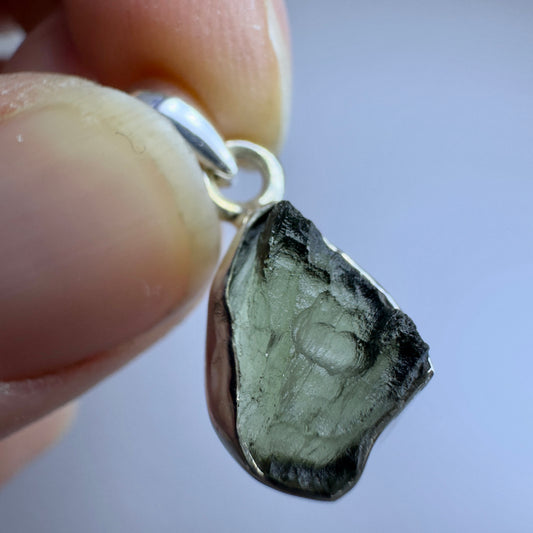 Sterling Silver Moldavite Pendant | 1.77g | Chlum