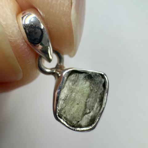 Sterling Silver Moldavite Pendant | 1.43g | Chlum