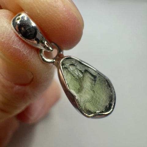 Sterling Silver Moldavite Pendant | 1.36g | Chlum
