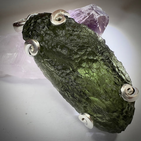 Sterling Silver Moldavite Pendant | 4.21g | Marouskovo Pole