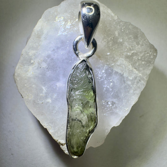 Sterling Silver Moldavite Pendant | 1.52g | Chlum