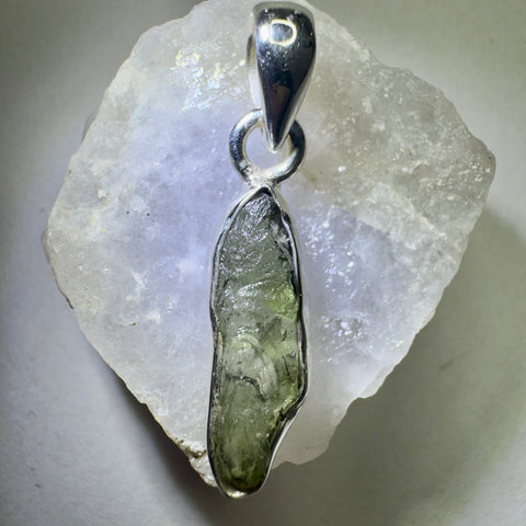 Sterling Silver Moldavite Pendant | 1.52g | Chlum