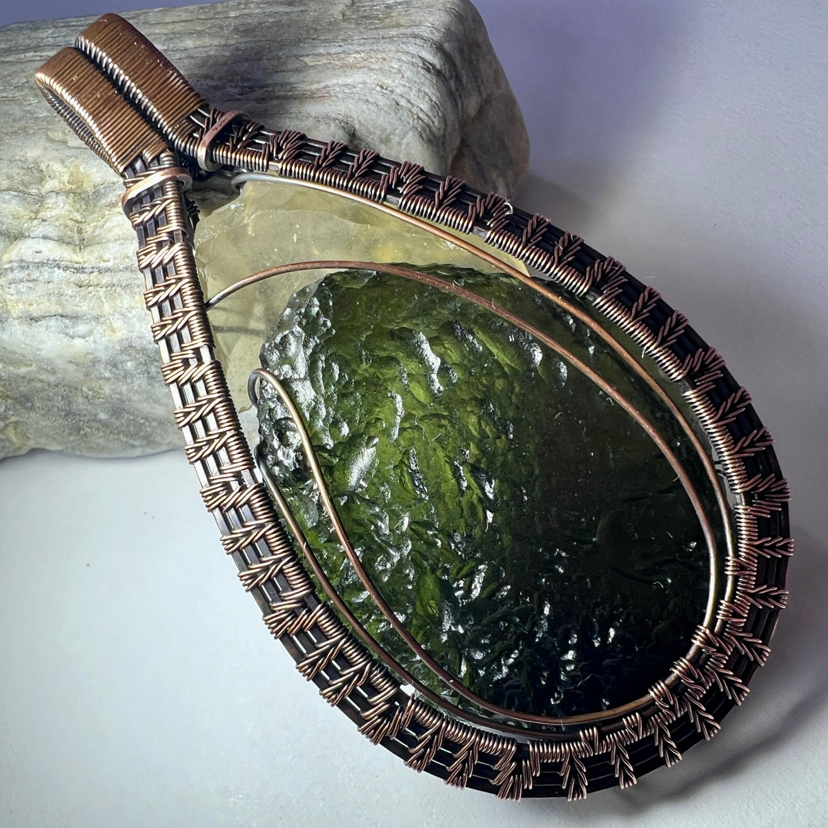 Statement piece Moldavite/LDG Copper pendant - 18.8g