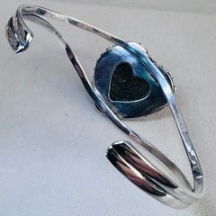 Moldavite Heart Silver Bracelet