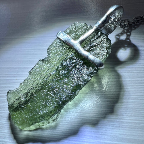 Soft Soldered Moldavite Pendant | 3.45g | Chlum