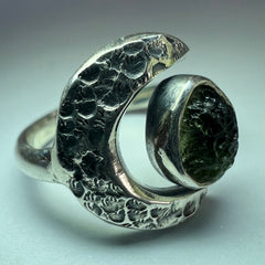 Crescent Silver Ring - Open Sized Silver Ring 4.5