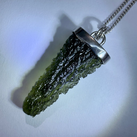 Sterling Silver Moldavite Pendant | 3.98g | Chlum