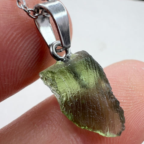 Semi-Faceted Moldavite Pendant | 1.02g | Chlum